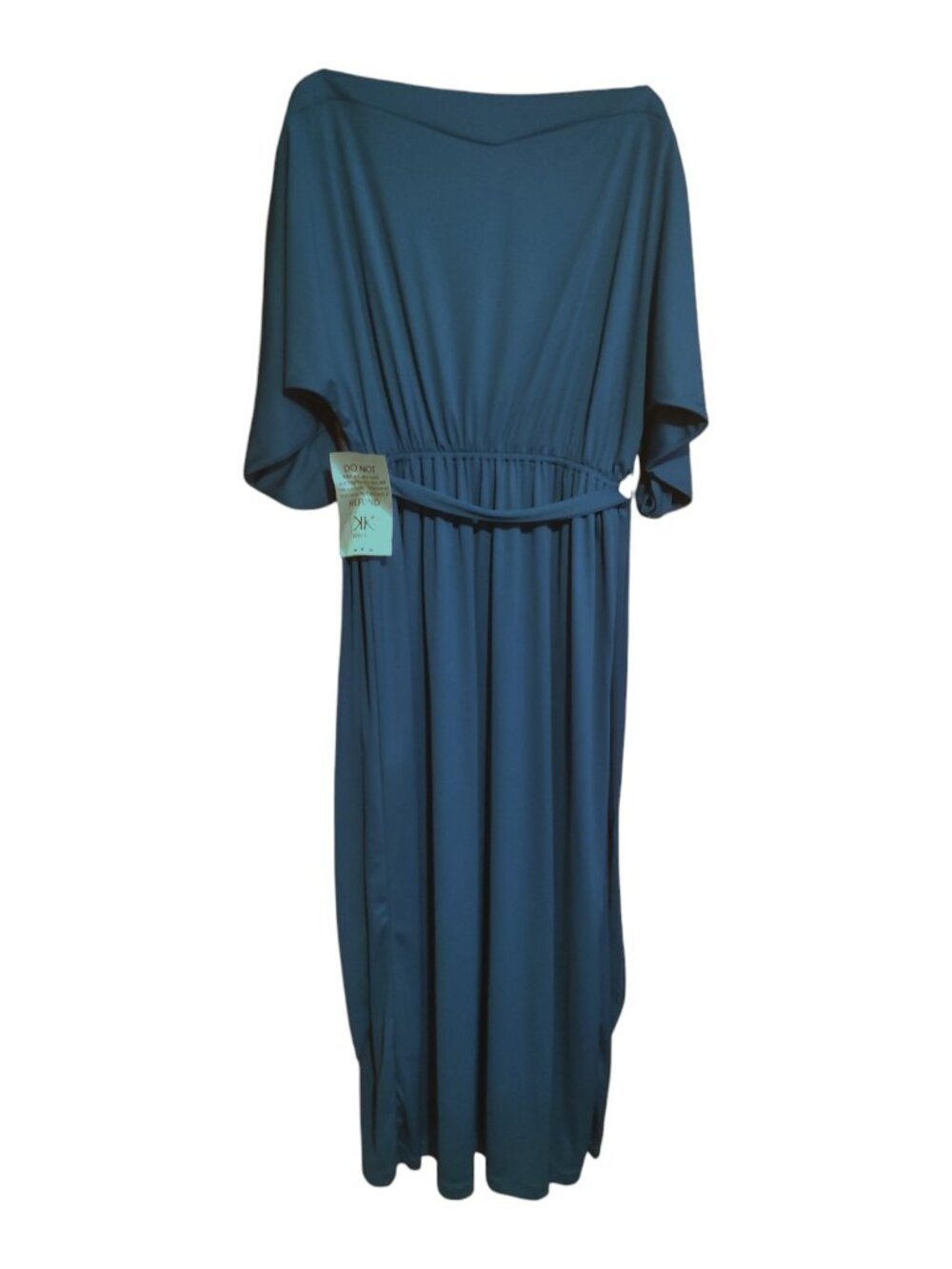 KOH KOH Flowy Formal Batwing Sleeve Boat Neck Evening Gown Blue Teal 2X New NWT